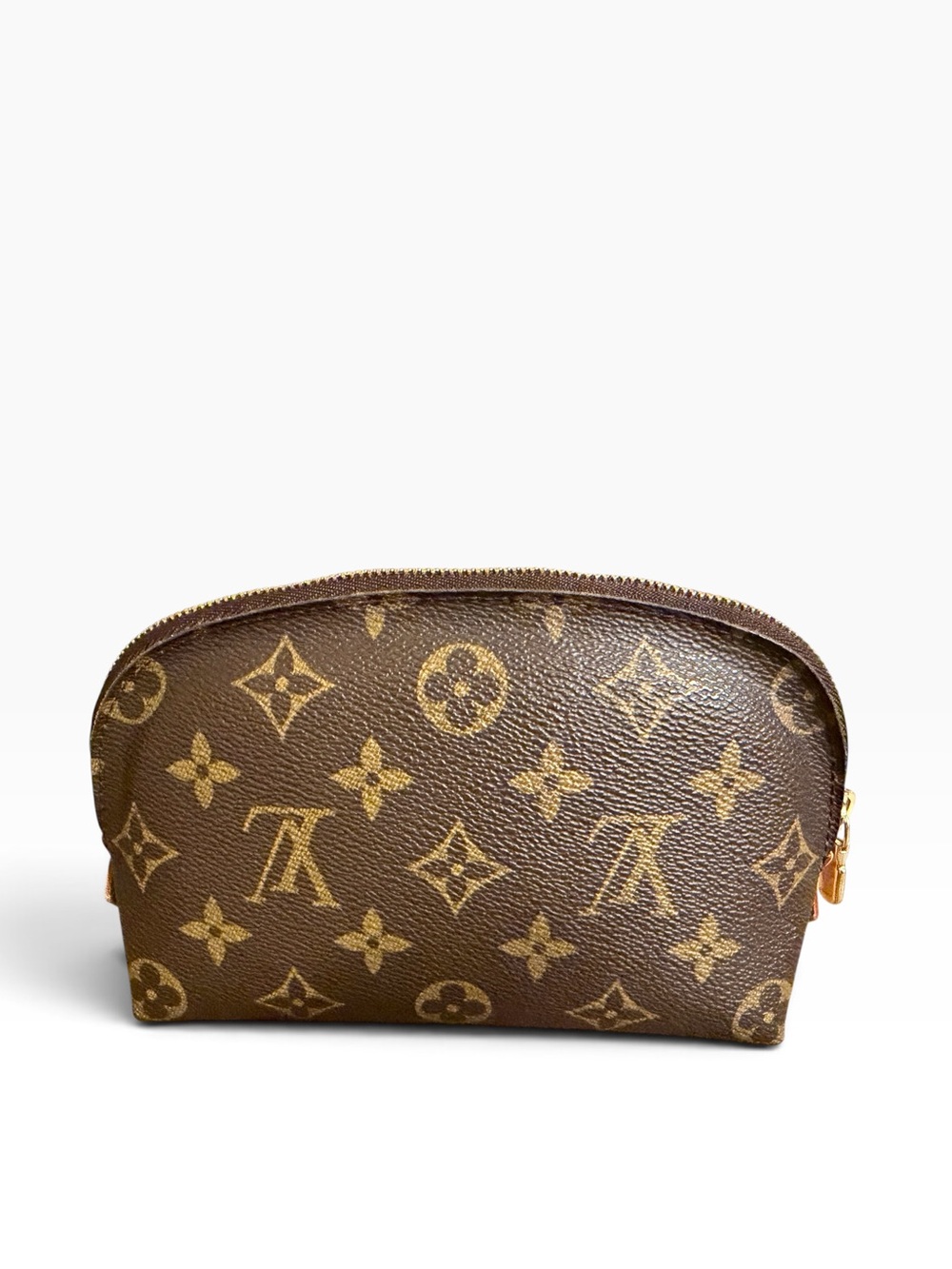 Louis Vuitton Brown and Gold Monogram Cosmetic Pouch PM